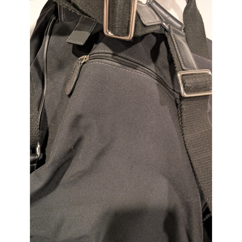 Vintage Coach Backpack Black Canvas Leather Trim Flap Large Utility Travel Bag - Picture 14 of 15